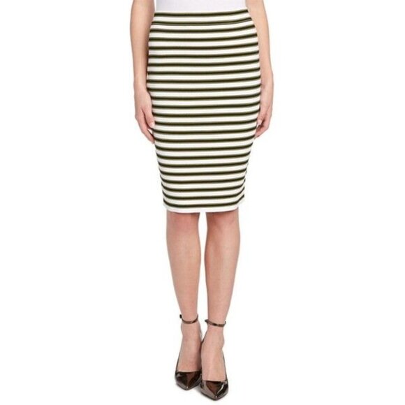 5/$100 SALE - A.L.C Marilyn Black White Yellow Striped Knit Pencil Skirt - Picture 1 of 9